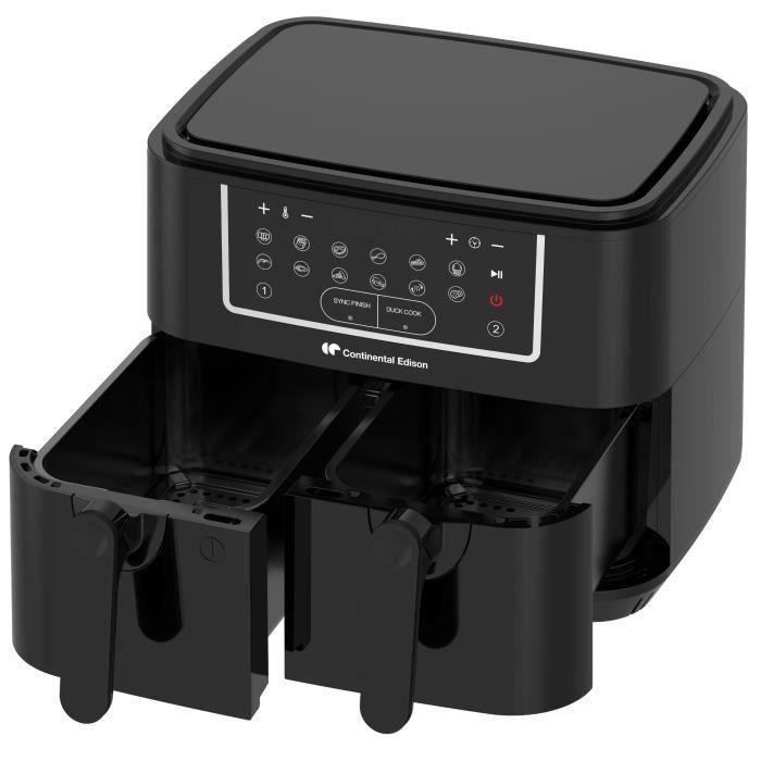 Freidora de aire sin aceite CONTINENTAL EDISON - RFRSH24002CB - 9 L - Bandejas dobles - 2400W - Negra 1 Freidora de aire sin aceite CONTINENTAL EDISON - RFRSH24002CB - 9 L - Bandejas dobles - 2400W - Negra 1