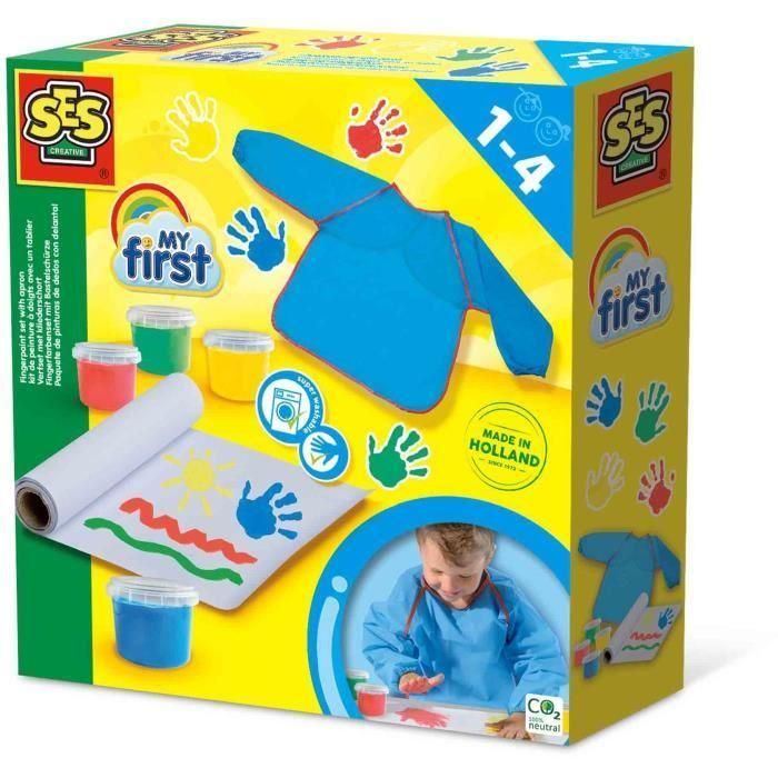 Mi primero - Mi primer kit para pintar con los dedos con delantal - SES CREATIVE Mi primero - Mi primer kit para pintar con los dedos con delantal - SES CREATIVE