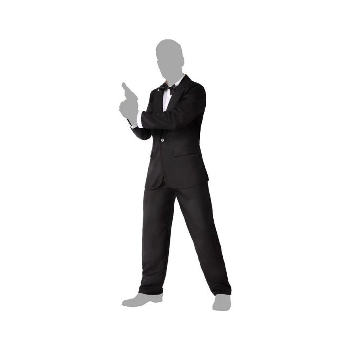 Disfraz Agente Secreto Hombre Adulto XL Traje Negro Chaqueta Pantalón Camisa 4