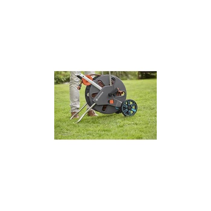Gardena Aquaroll L Enrollador de manguera con ruedas, mango telescópico y conexión antigoteo, resistente a heladas 1 Gardena Aquaroll L Enrollador de manguera con ruedas, mango telescópico y conexión antigoteo, resistente a heladas 1