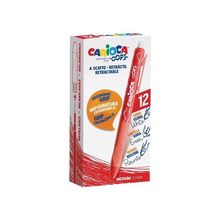 Boligrafo Carioca Oops Retractil Borrable Rojo 12 unidades