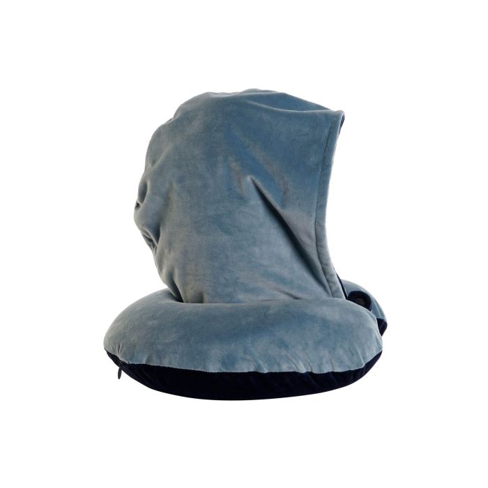 DKD Home Decor Cojin de Viaje Azul Marino y Azul con Capucha de Poliester - 10 x 32 x 30 cm (4 Unidades) 1