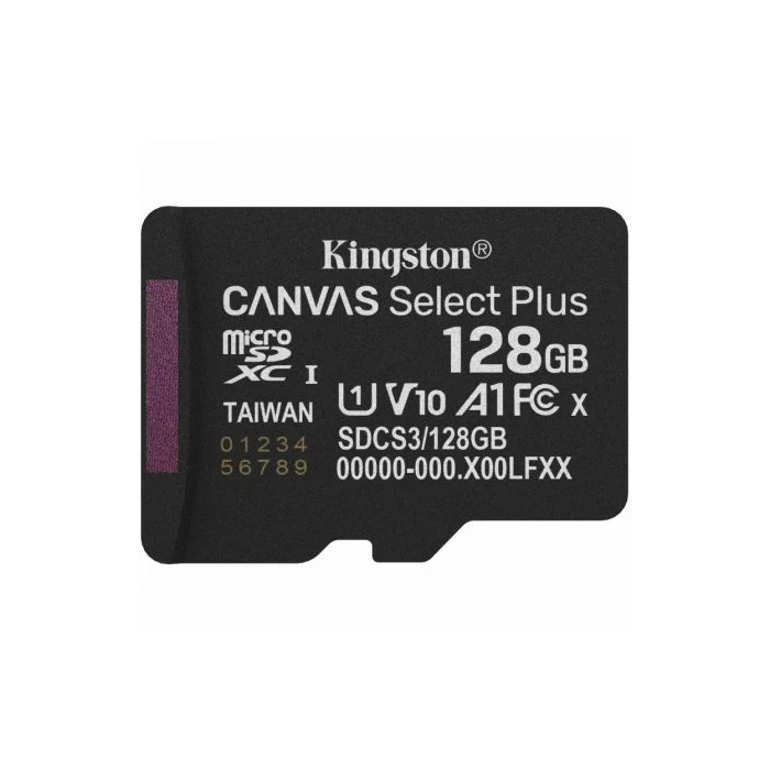 Kingston SDCS3/128GBSP Tarjeta de Memoria microSDXC Canvas Select Plus 128GB Clase 10 U1 V10 A1 150MB/s Lectura 0 Kingston SDCS3/128GBSP Tarjeta de Memoria microSDXC Canvas Select Plus 128GB Clase 10 U1 V10 A1 150MB/s Lectura 0