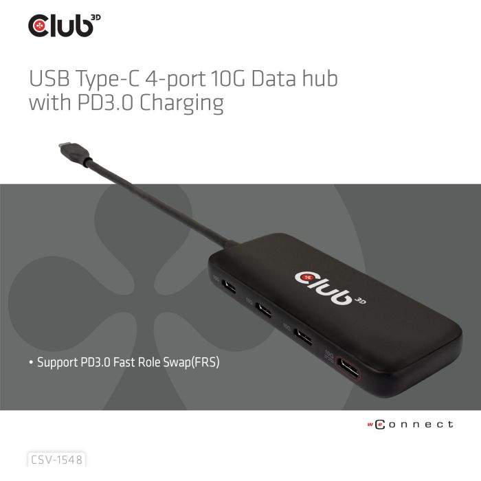 Club3D Hub USB-C a 4x USB-C 10Gbps con Carga Rápida Power Delivery 100W 2 Club3D Hub USB-C a 4x USB-C 10Gbps con Carga Rápida Power Delivery 100W 2
