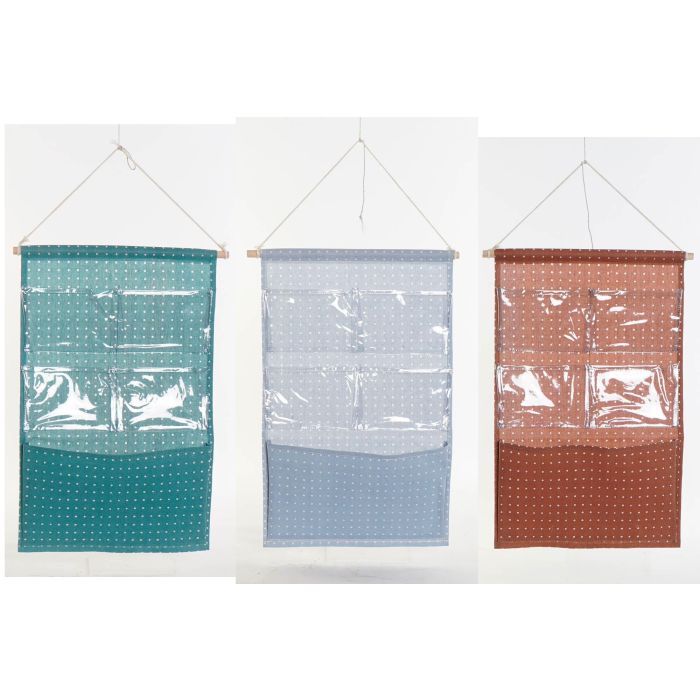 DKD Home Decor Organizador Basicos Algodón Poliéster PVC, Azul Marrón Turquesa, 75x35x3 cm, Pack 12 Unidades