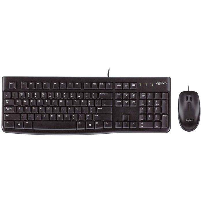 Logitech Combo Teclado Estándar + Ratón Desktop Mk120 Cable Usb Antisalpicaduras Qwerty Español Negro 1