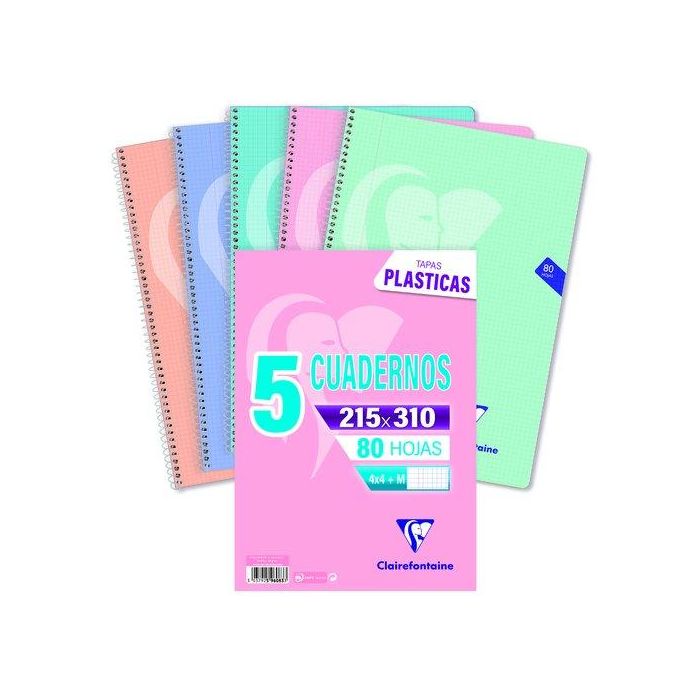 Bloc Clairefontaine Mimesys Polipropileno Fº 80H 4X4 90G Colores Pastel Pack De 5 (Set de 4)