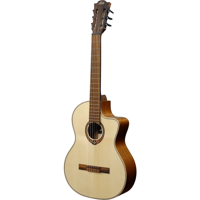 LAG Guitarra Clásica Electroacústica Occitania 88 - 4/4 Cutaway Natural Brillo Abeto Engelmann Macizo Khaya Stage LAG 2