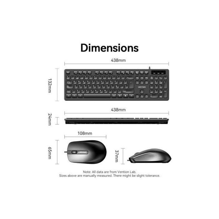 Vention KTCB0-ES Teclado y Ratón Combo 104 Teclas Ergonómico, Mouse 1200 DPI, Cable USB-A, Plug & Play Multiplataforma 3 Vention KTCB0-ES Teclado y Ratón Combo 104 Teclas Ergonómico, Mouse 1200 DPI, Cable USB-A, Plug & Play Multiplataforma 3