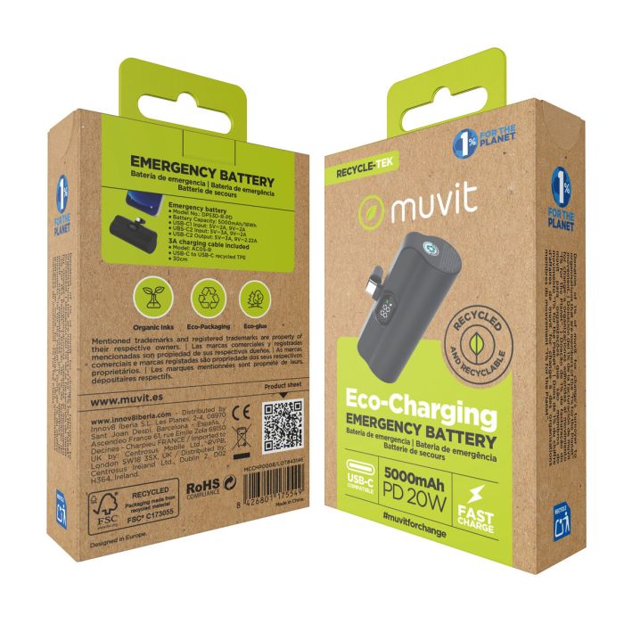 Powerbank Muvit for Change DP53D-R-PD Negro 5000 mAh 1