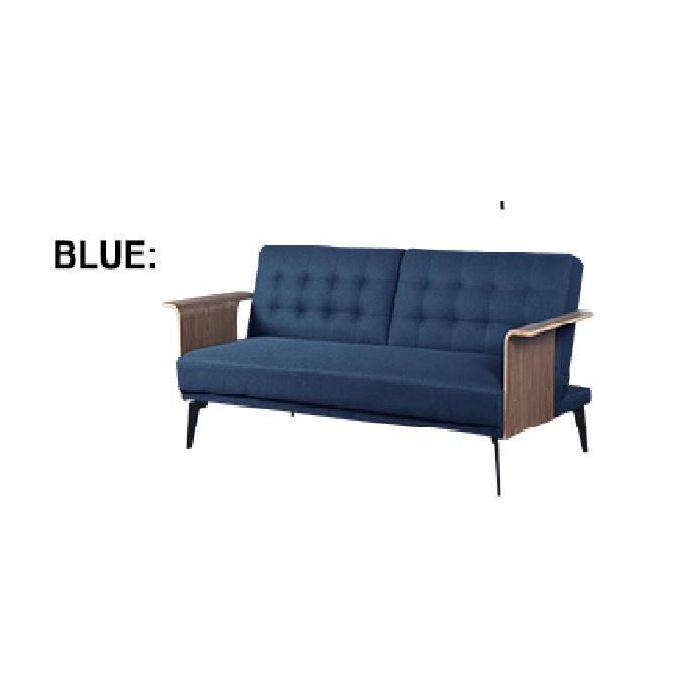 DKD Home Decor Sofá Cama Urban Azul Marrón Negro Poliéster, Metal y Eucalipto, Desmontable, 203x87x81 cm