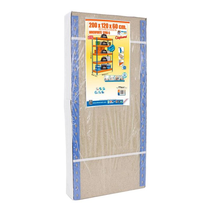 Simon Rack Estantería metálica sin tornillos azul/naranja/madera, 5 estantes, 300kg por estante, 2000x1200x600mm 1 Simon Rack Estantería metálica sin tornillos azul/naranja/madera, 5 estantes, 300kg por estante, 2000x1200x600mm 1