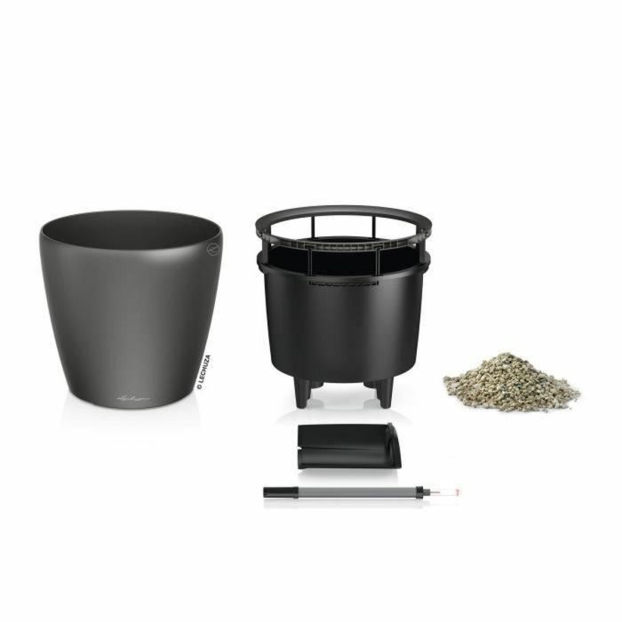 Lechuza LEC4008789160232 Kit Maceta Classico Premium, Antracita metalizado, Ø 21 cm, Altura 20 cm, Capacidad 3 L 1