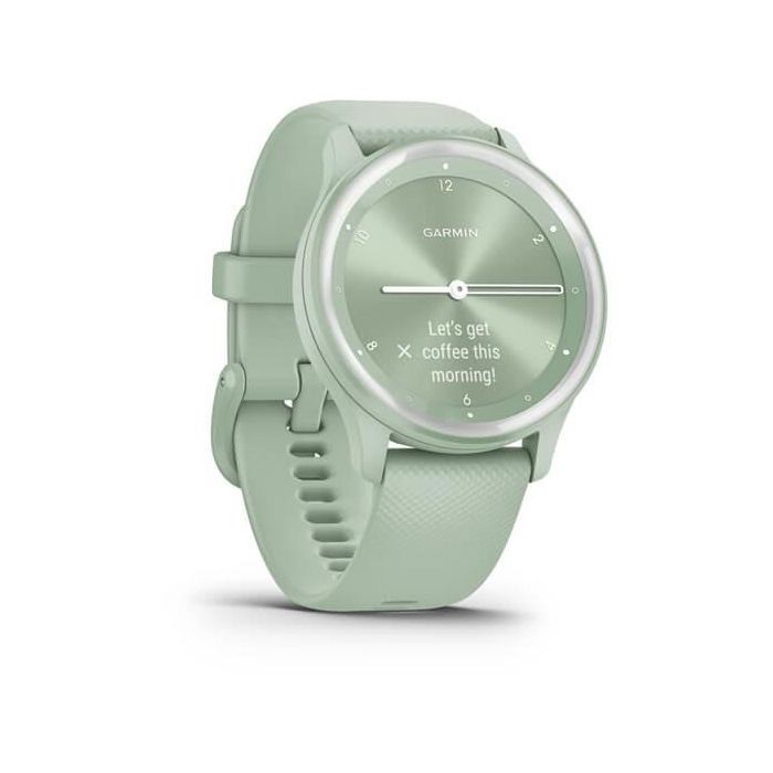 Garmin vivomove Sport Reloj inteligente híbrido con GPS y seguimiento de actividad, color menta y plata 2