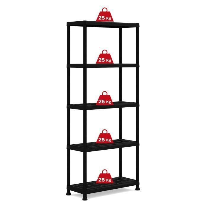 Estante de almacenamiento KIS Plus 75/5 - 75 x 32 x 176 cm - Negro 2 Estante de almacenamiento KIS Plus 75/5 - 75 x 32 x 176 cm - Negro 2