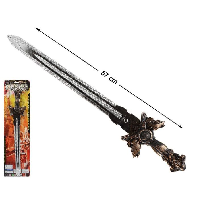 Set de 2 Espadas Guerreras Plateadas para Disfraces Medievales y Temáticos - 57 cm
