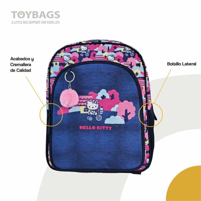Hello Kitty Mochila Primaria Doble Compartimento, Gran Capacidad, Adaptable a Carro con Pom-Pom, 42x31x13.5cm 1 Hello Kitty Mochila Primaria Doble Compartimento, Gran Capacidad, Adaptable a Carro con Pom-Pom, 42x31x13.5cm 1