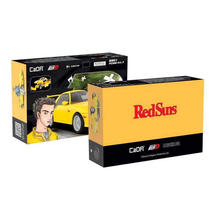 DEQUBE Mazda RX-7 FC C55017W Amarillo - Coche de Construcción 66 Piezas Manual con Licencia Initial D y Toyota 3