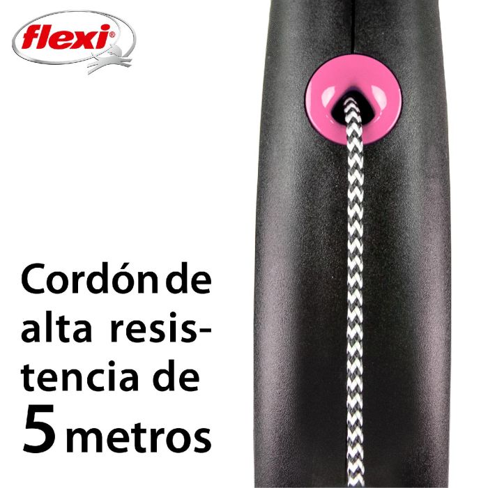 Flexi Correa Black Design M Cordón 5m Rosa para Perro 0 Flexi Correa Black Design M Cordón 5m Rosa para Perro 0