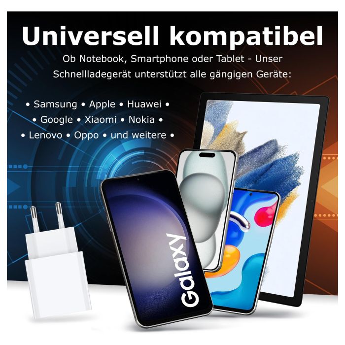 PEDEA 60040106 Cargador Rápido USB-C PD 30W 2 Puertos (USB-C + USB-A) 100-240V - Blanco