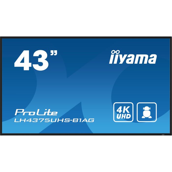 Iiyama Monitor 43" 4K UHD Android 11 LH4375UHS-B1AG, 3840x2160, Operación 24/7, 500cd/m², Landscape y Portrait, 3xHDMI, DP, Altavoces 2x10W 1