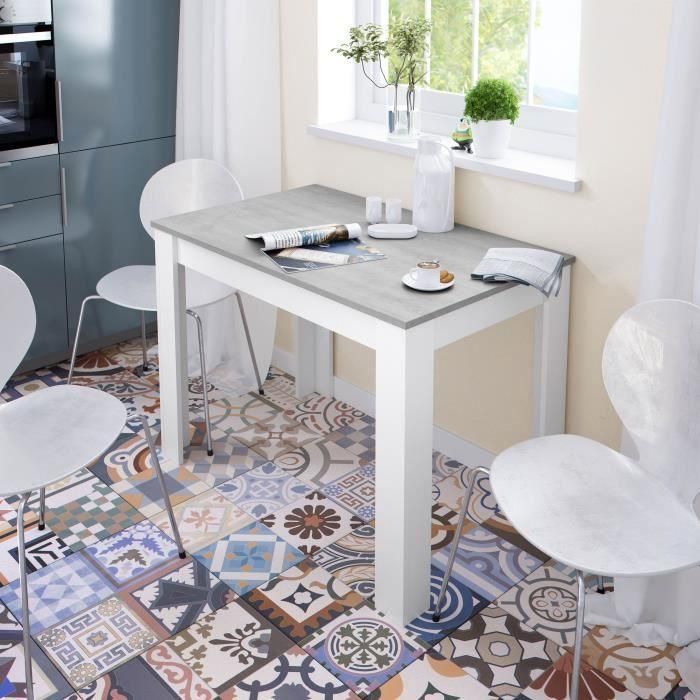 Mesa de comedor - CLoe - Rectangular - Blanco Artik / Hormigón - 109 x 67 x 78 cm 1 Mesa de comedor - CLoe - Rectangular - Blanco Artik / Hormigón - 109 x 67 x 78 cm 1