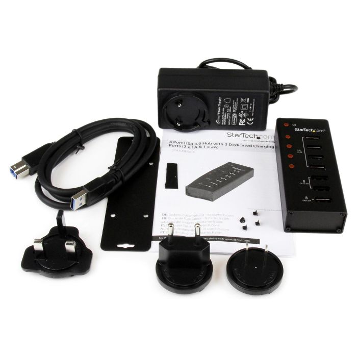 StarTech 4PT USB3 HUB PLUS 3 CHARGE PTS Hub Concentrador USB 3.0 de 4 Puertos y 3 Puertos de Carga con Carcasa de Metal 5Gbps Negro 4