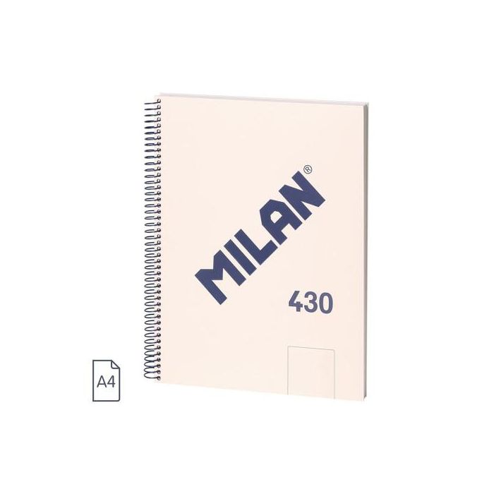 Cuaderno A4 con Espiral y Tapa Dura, 80 Hojas Blancas de 95 Gr/M, Colección 430 Since 1918, Beige Milan 57141E80BG