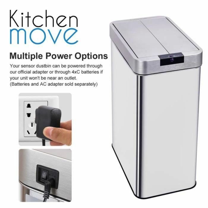 Kitchen Move SILVERLAKE Papelera Automática Cocina 60L Acero Inoxidable Rectangular Manos Libres con Fleje 1 Kitchen Move SILVERLAKE Papelera Automática Cocina 60L Acero Inoxidable Rectangular Manos Libres con Fleje 1