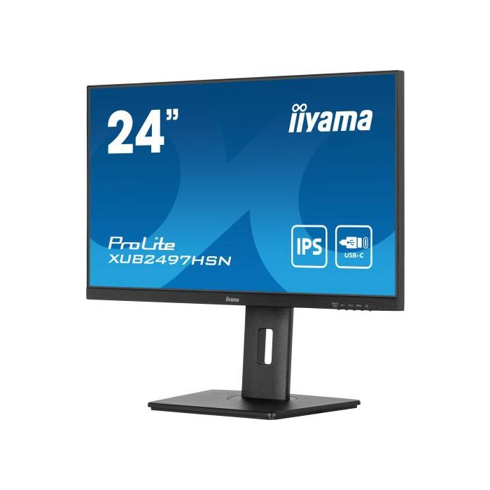 Iiyama XUB2497HSN-B2 Pantalla de 24'' IPS Full HD con USB-C Dock, RJ45, Ajuste de Altura y Pivote 4