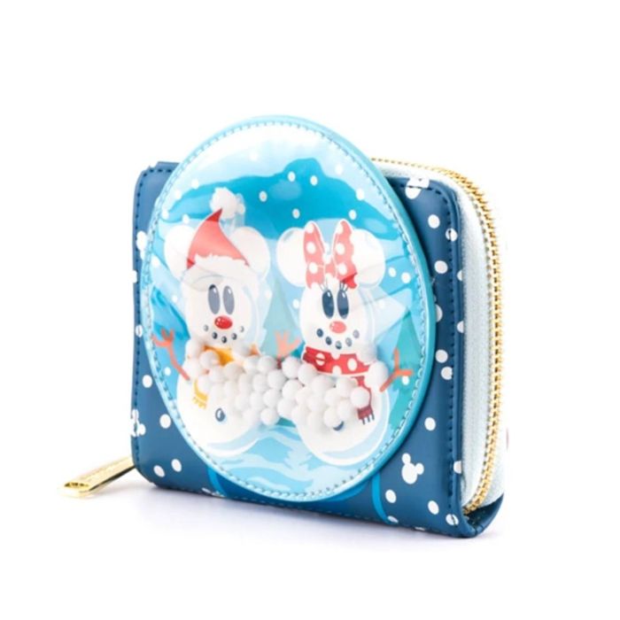 Loungefly Cartera Disney Minnie y Mickey Muñeco de Nieve Globo de Nieve con Cremallera Cuero Vegano 1 Loungefly Cartera Disney Minnie y Mickey Muñeco de Nieve Globo de Nieve con Cremallera Cuero Vegano 1