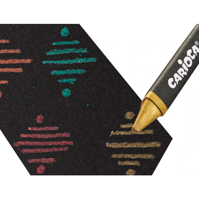 Carioca Lápices de Cera Metallic Triangular Caja de 8 Unidades Colores Surtidos 4