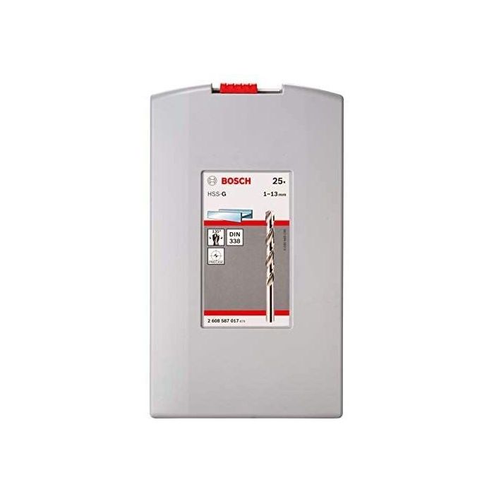 Bosch Surtido ProBox de Brocas para Metal HSS-G Rectificadas, 25 Piezas, Rango de Diámetros 1-13 mm, Angulo de 135°, Norma DIN 338 3 Bosch Surtido ProBox de Brocas para Metal HSS-G Rectificadas, 25 Piezas, Rango de Diámetros 1-13 mm, Angulo de 135°, Norma DIN 338 3
