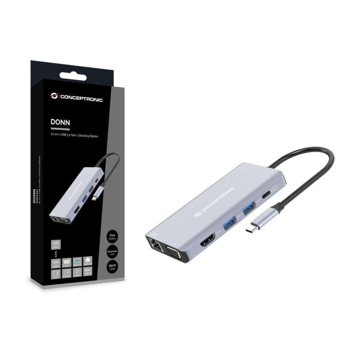 Conceptronic Docking USB-C 10in1 1xHDMI 4K 1xVGA 3xUSB-A 3.0 1xJACK 1x1Gb RJ45 1xLECTOR DE TARJETAS 1xUSB-C Alimentacion 100W 2 Conceptronic Docking USB-C 10in1 1xHDMI 4K 1xVGA 3xUSB-A 3.0 1xJACK 1x1Gb RJ45 1xLECTOR DE TARJETAS 1xUSB-C Alimentacion 100W 2
