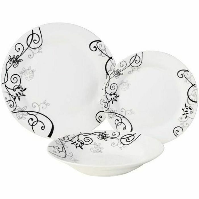 Servicio de Vajilla 18 Piezas Barroco Negro Forma Ala - 6 Platos Llanos Ø24cm, 6 Postre Ø19cm, 6 Hondos Ø20.5cm - Microondas y Lavavajillas Servicio de Vajilla 18 Piezas Barroco Negro Forma Ala - 6 Platos Llanos Ø24cm, 6 Postre Ø19cm, 6 Hondos Ø20.5cm - Microondas y Lavavajillas