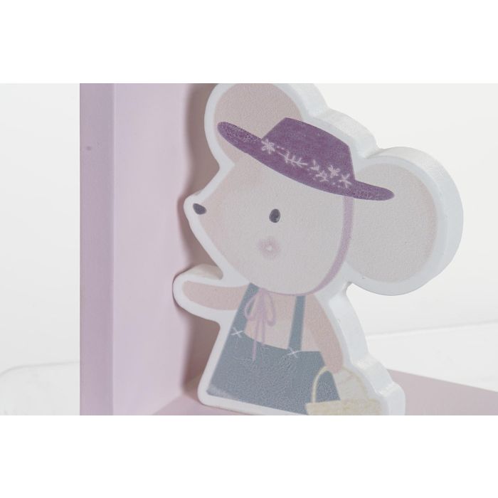 DKD Home Decor Sujetalibros Infantiles Ratón Rosa Azul MDF 9.5 x 14.5 x 12.5 cm (Set de 2 Unidades) 1