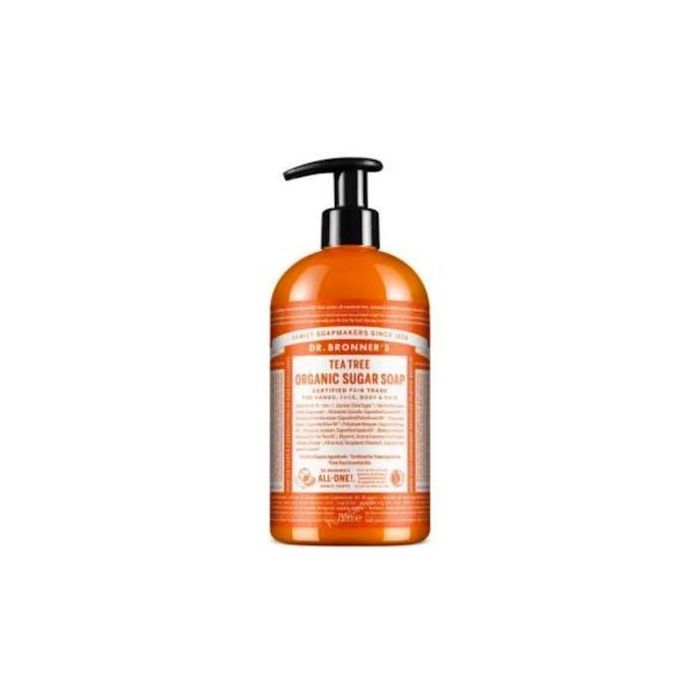 DR. BRONNER´S Jabón de Azúcar Árbol del Té 710ml, Antiséptico Natural para Piel y Cabello