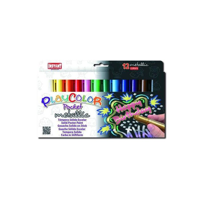 Tempera Solida Playcolor Metallic Pocket 5Gr. Estuche De 12 Colores