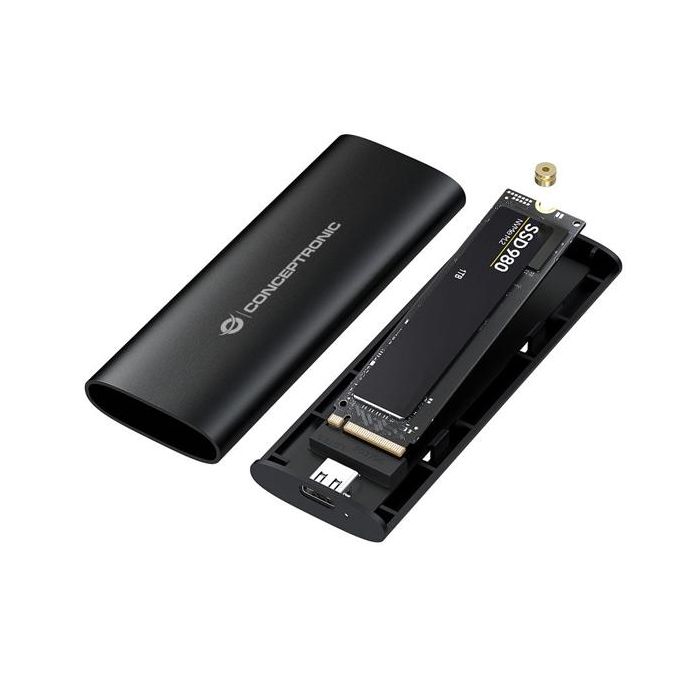 Conceptronic Carcasa Externa M.2 NVMe/SATA USB 3.2 Gen 2 (10 Gbps) USB-C Aluminio | Soporta M/B+M Key, hasta 2280, Sin Herramientas 2 Conceptronic Carcasa Externa M.2 NVMe/SATA USB 3.2 Gen 2 (10 Gbps) USB-C Aluminio | Soporta M/B+M Key, hasta 2280, Sin Herramientas 2