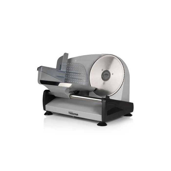 Tristar EM-2099 Cortafiambres Eléctrico 150W para Carne, Queso y Pan con Cuchilla Acero Inoxidable 19cm y Ajuste Grosor 0-15mm