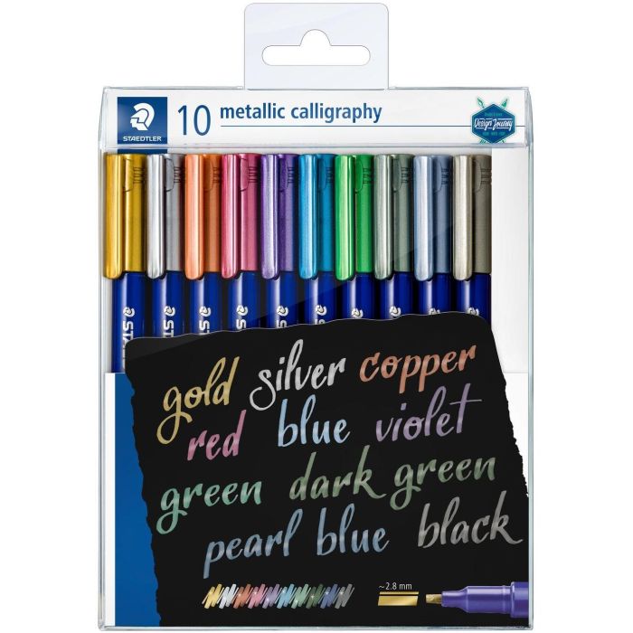 STAEDTLER Marcador Caligrafía Metálico 8325 TB10 – Set 10 unidades, punta 2.8mm