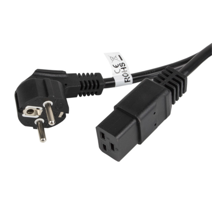 LANBERG CA-C19C-10CC-0018-BK Cable de Transmisión Negro 1,8 m CEE7/7 a C19 Acoplador