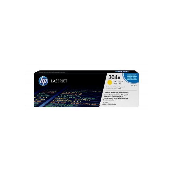 HP CC532A Tóner original 304A Amarillo, 2.800 páginas, cartucho LaserJet standard capacity ColorSphere