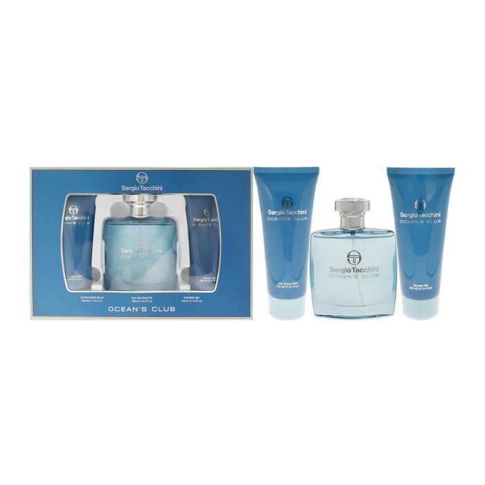 Sergio Tacchini Ocean's club eau de toilette 100 ml vaporizador + balsamo after shave 100 ml + gel de baño 100 ml