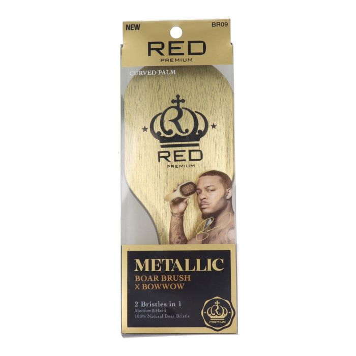Red Kiss Cepillo de Cerdas de Jabalí Premium Mixed Boar Brush en Oro Metálico
