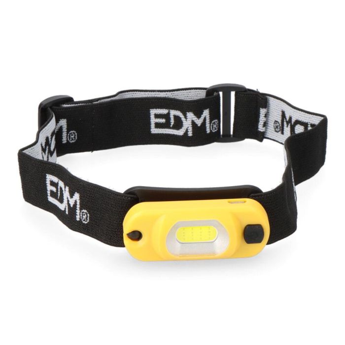Edm Linterna Frontal LED Recargable 1W USB Tipo C Cabezal Direccionable 180° 6000K Amarillo/Negro 1