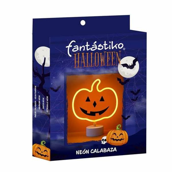 Calabaza con soporte y luz neon 26,5x22,8 cm Calabaza con soporte y luz neon 26,5x22,8 cm