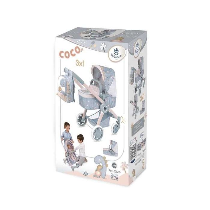 Coche de muñeca 3x1 plegable coco con mochila para muñecas de hasta 48 cm 41x62x70 cm 10 Coche de muñeca 3x1 plegable coco con mochila para muñecas de hasta 48 cm 41x62x70 cm 10