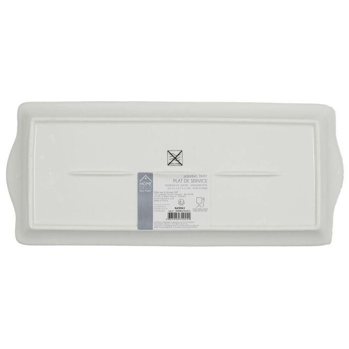 Home Deco Factory Bandeja Fuente para Servir Lounge Porcelana Ribete Dorado 31x15.5 cm 1