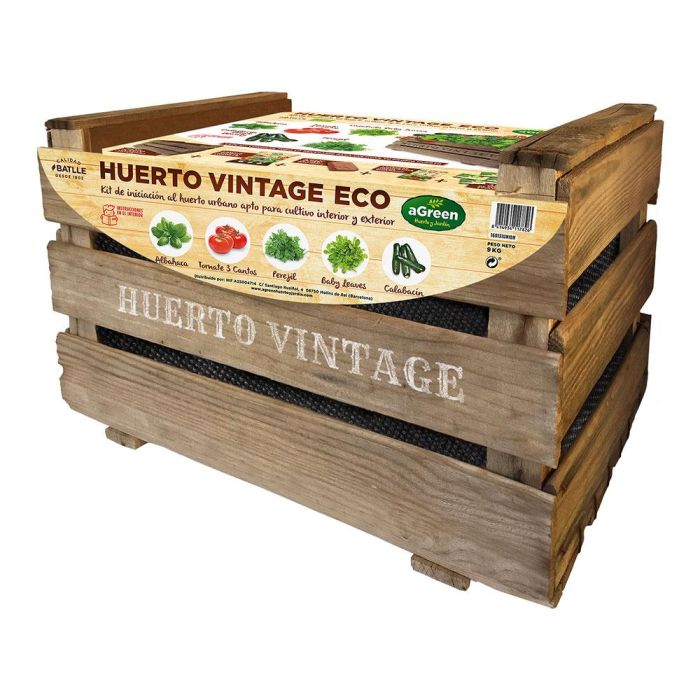 Agreen Kit Cultivo Vintage Eco Caja Huerto Madera Maciza 50x35x30cm 1 Agreen Kit Cultivo Vintage Eco Caja Huerto Madera Maciza 50x35x30cm 1
